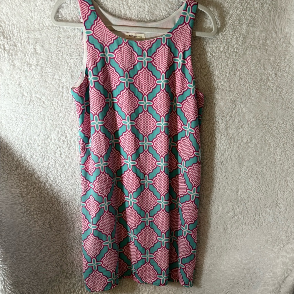 NWOT Newbury Kustom Vibrant Pink and Turquoise Patterned Mini Dress